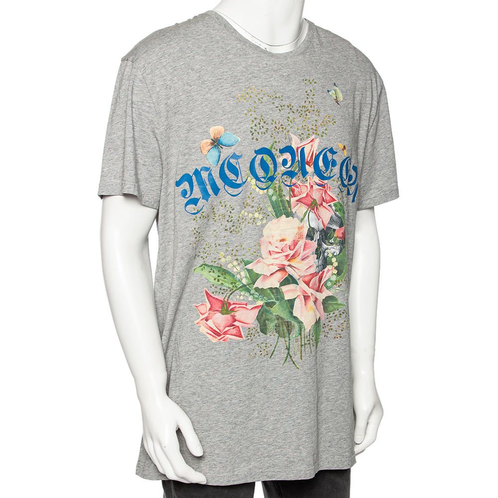

Alexander McQueen Grey Cotton Printed Short Sleeve T-Shirt
