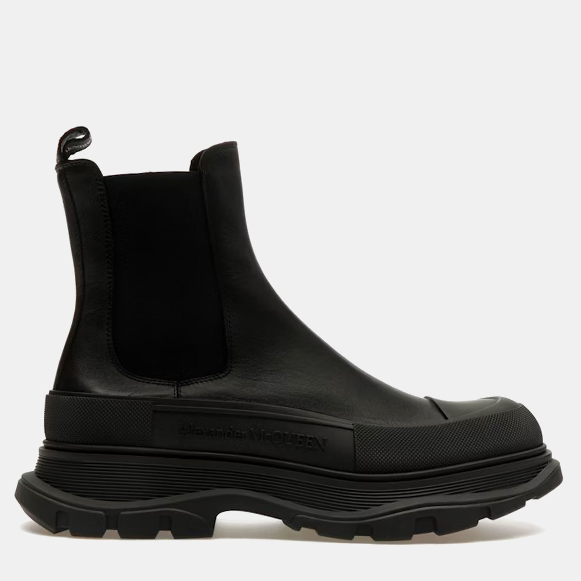 

Alexander McQueen Black Tread Slick Chelsea Boots Size EU