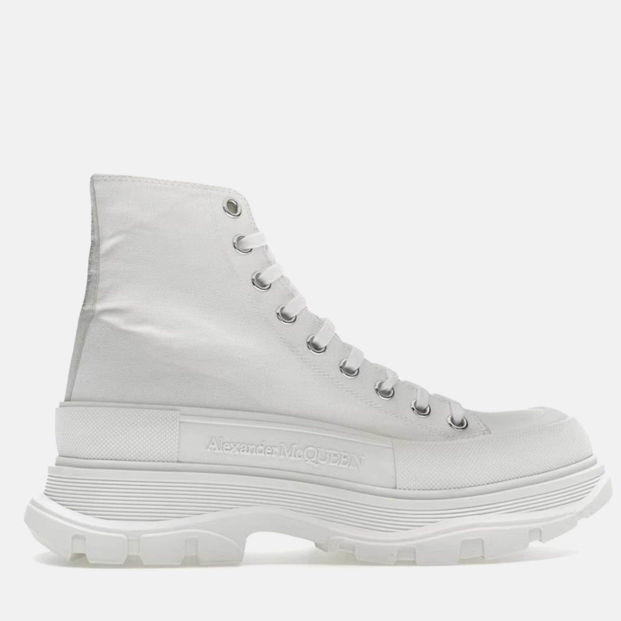 

Alexander McQueen White Tread Slick Lace Up Boots Size EU