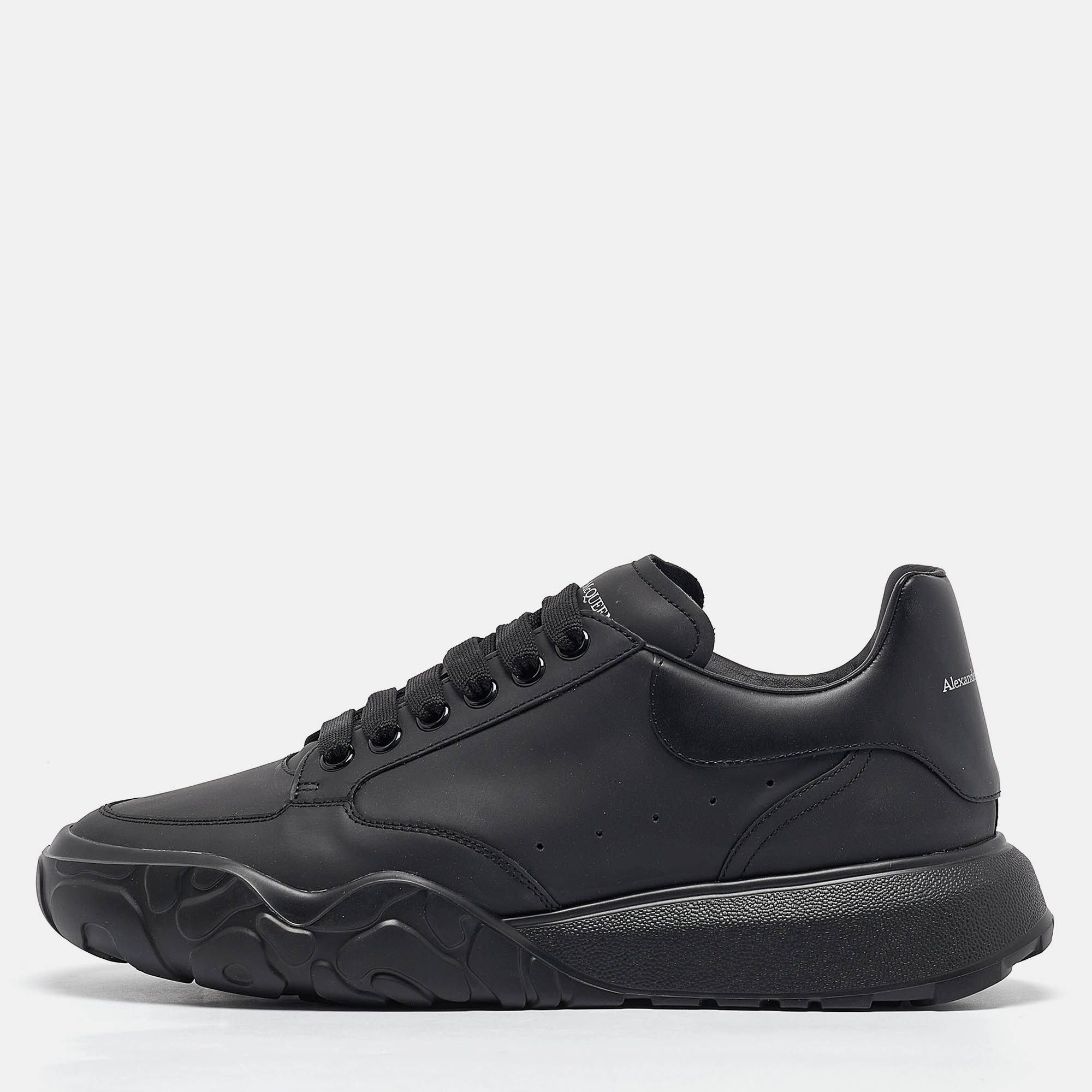 

Alexander McQueen Black Leather Oversized Runner Lace Up Sneakers Size