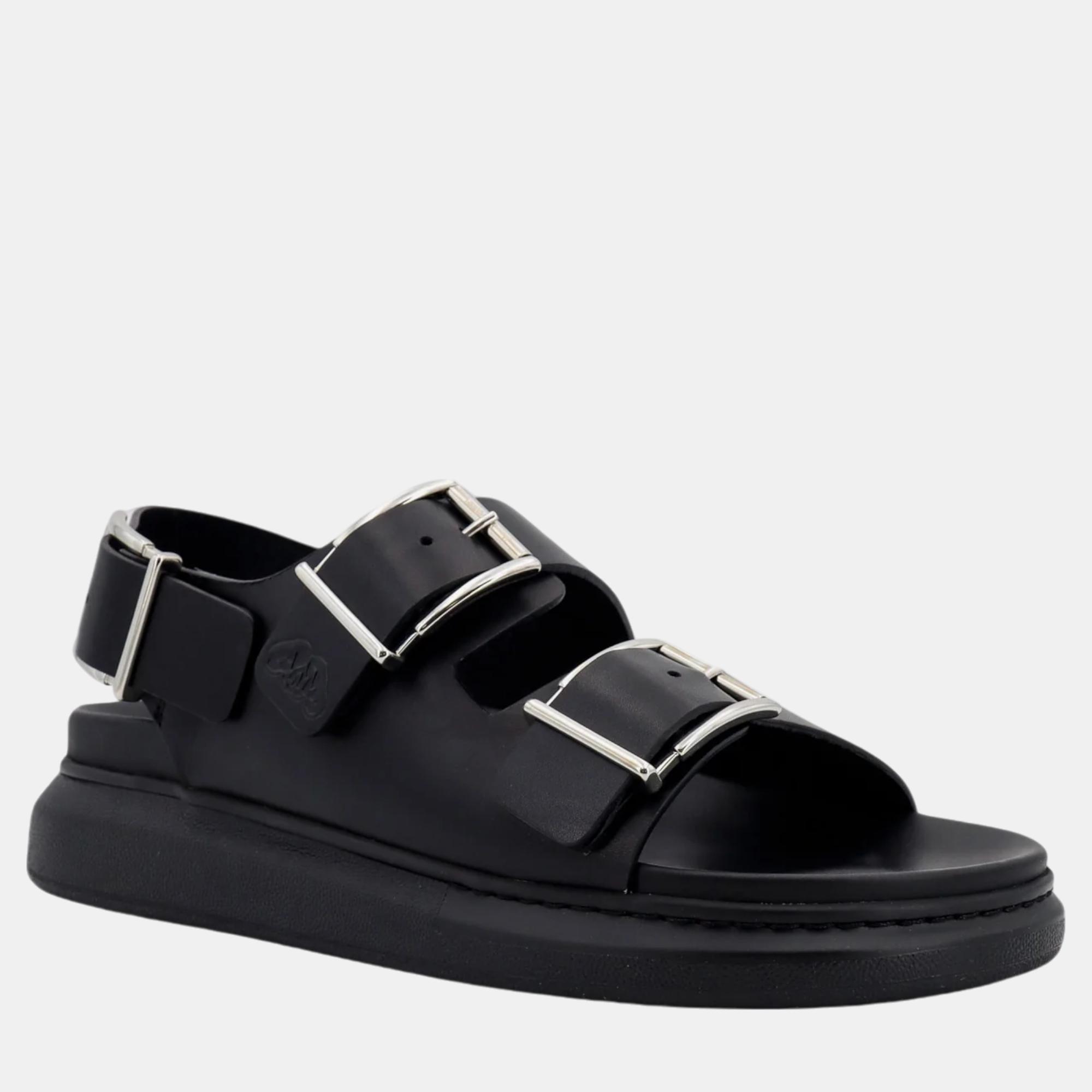 

Alexander McQueen Black Leather Alabama Sandals 40