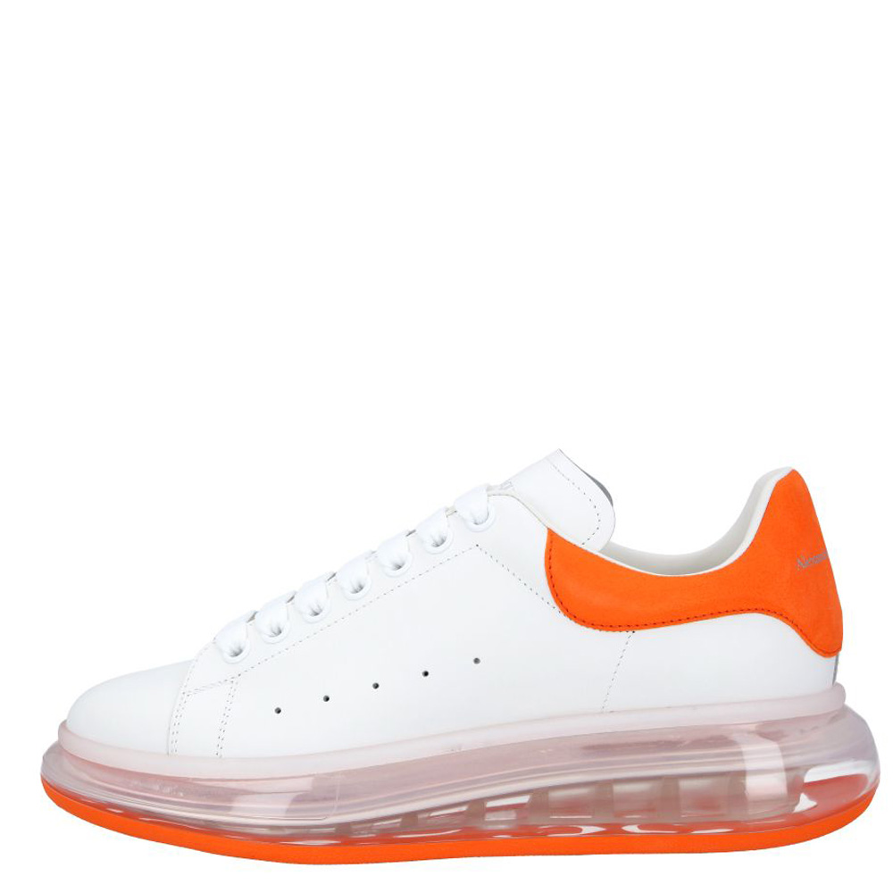 

Alexander McQueen White/Orange Leather Oversized Clear Sole Sneakers Size EU