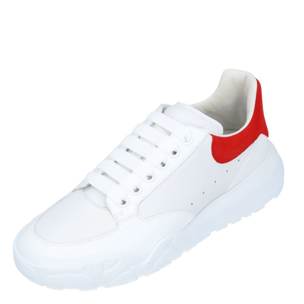 Pre-owned Alexander Mcqueen White/red Leather Oversized Sneakers Size Eu 42