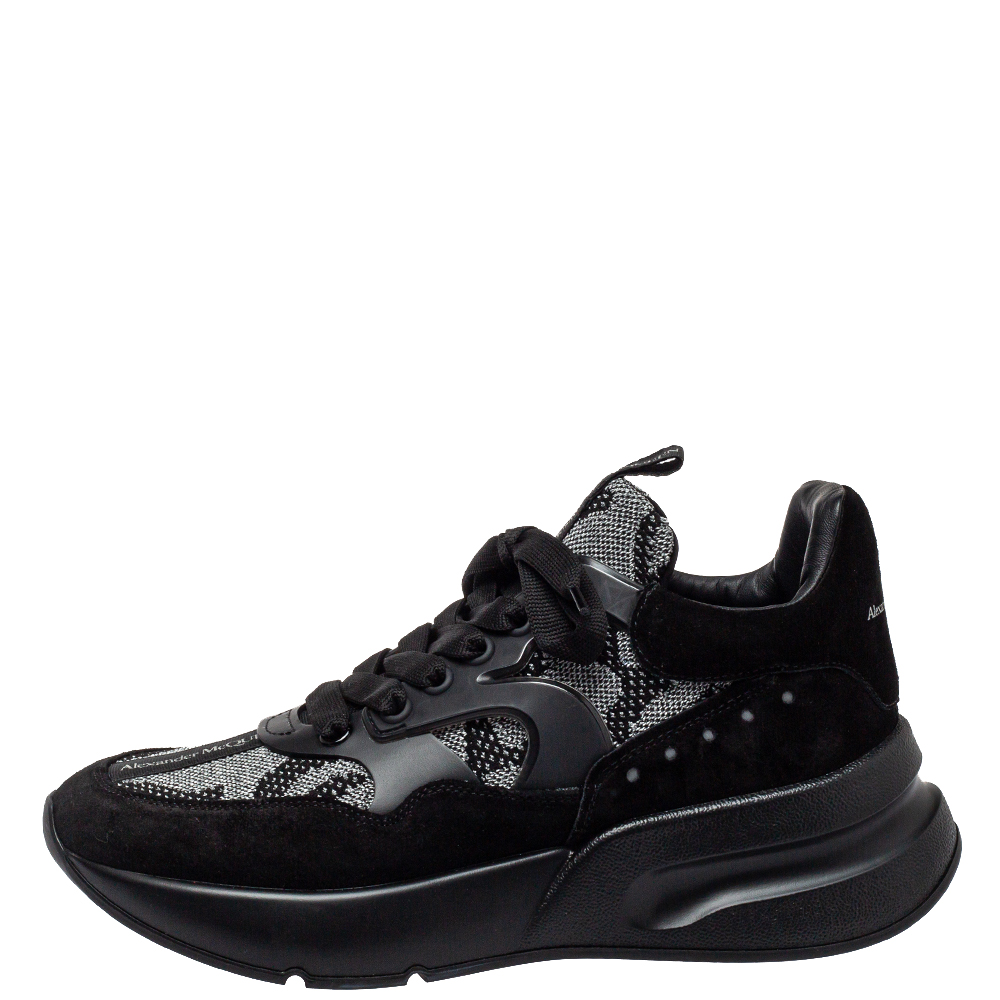 

Alexander McQueen Black Suede And Mesh Oversized Runner Sneakers Size