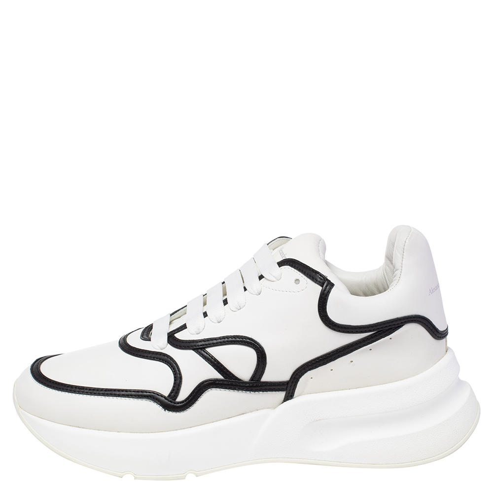 

Alexander McQueen White/Black Leather Oversized Runner Sneakers Size
