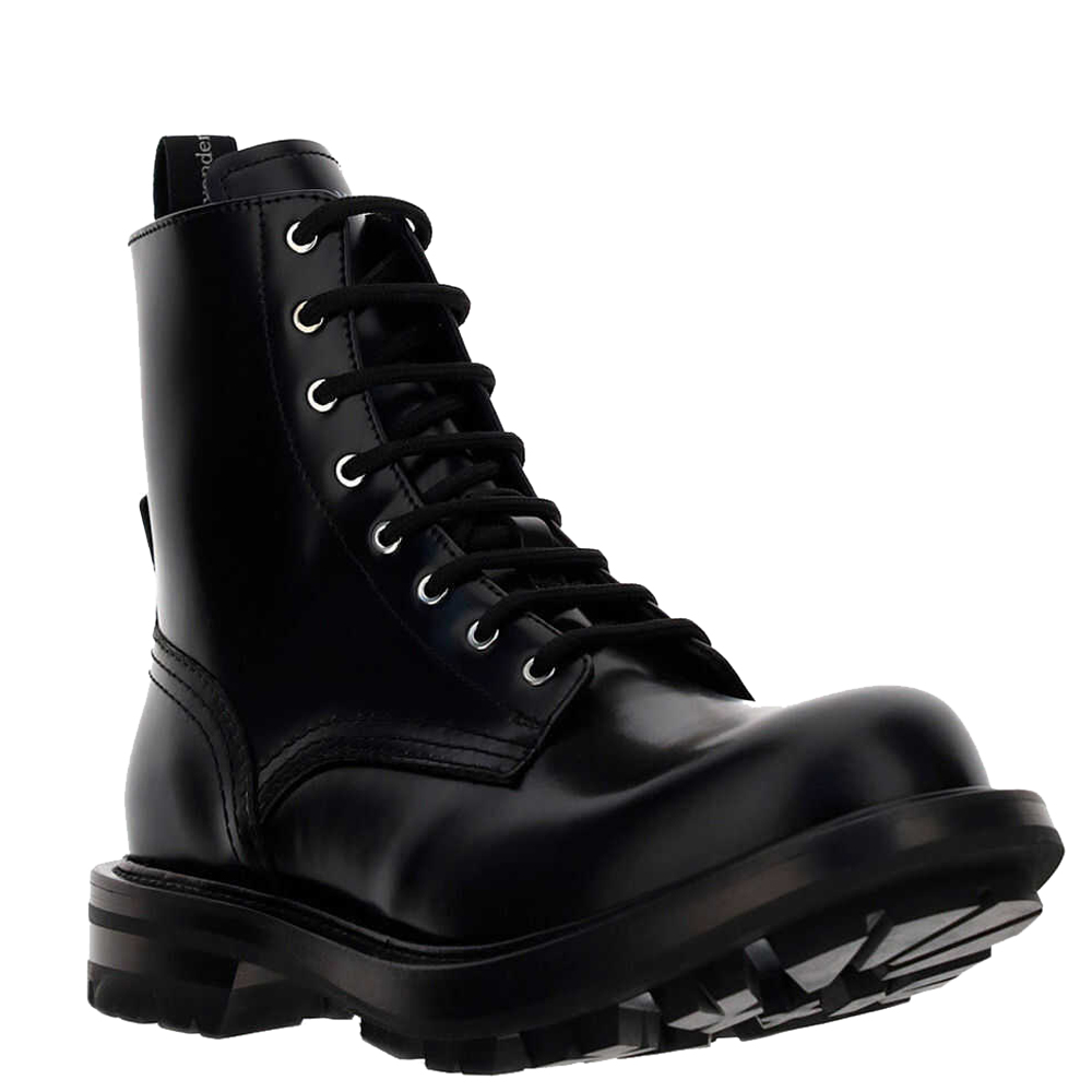 

Alexander McQueen Black Leather Worker Boots Size  IT