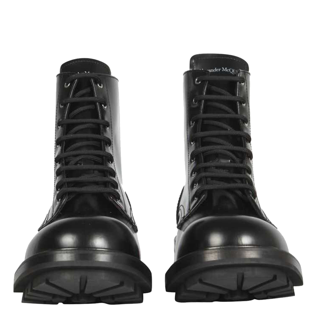 

Alexander McQueen Black Leather Worker Boots Size IT