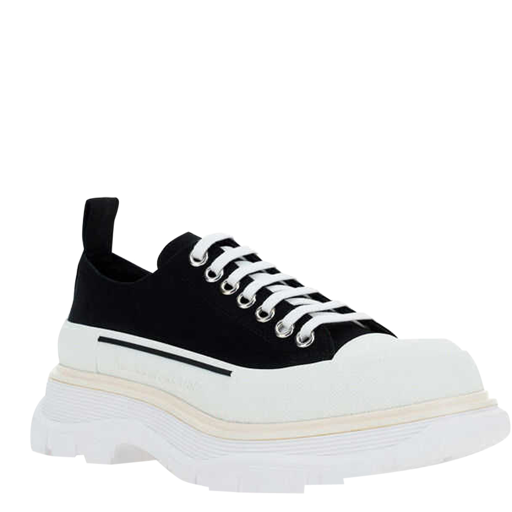 

Alexander McQueen Black/White Tread Slick Lace up Sneaker Size IT