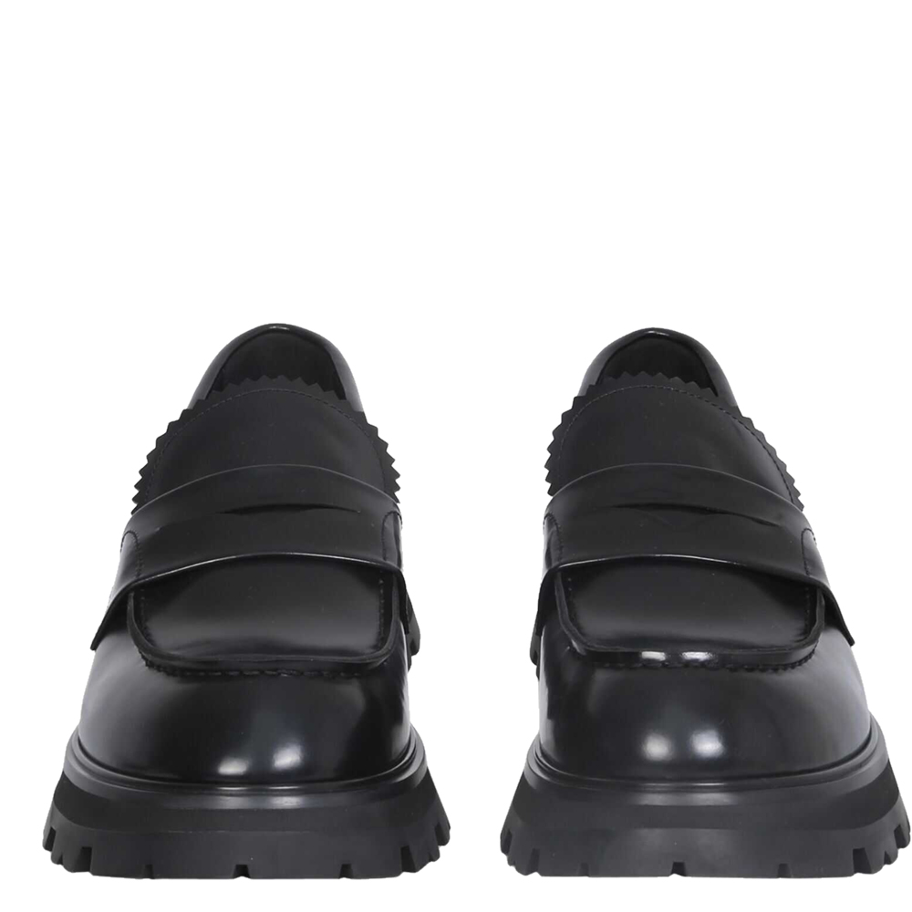 

Alexander McQueen Black Leather Worker Moccasin Size IT