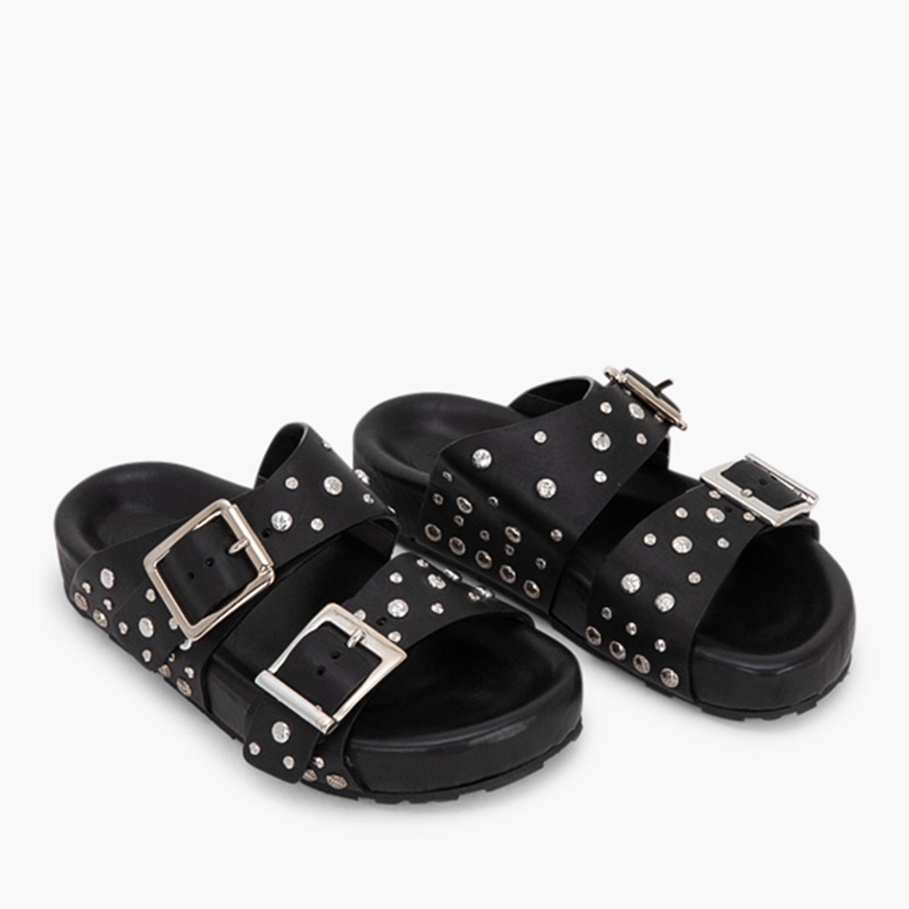 

Alexander McQueen Black Leather Studded Sandals Size EU