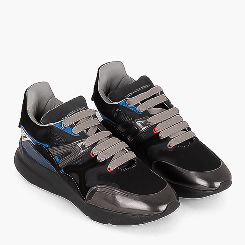 

Alexander McQueen Black Leather Runner Patchwork Sneakers Size EU