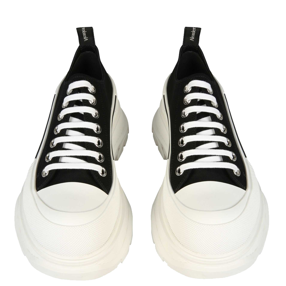 

Alexander McQueen Black/White Tread Slick Lace up Sneakers Size IT