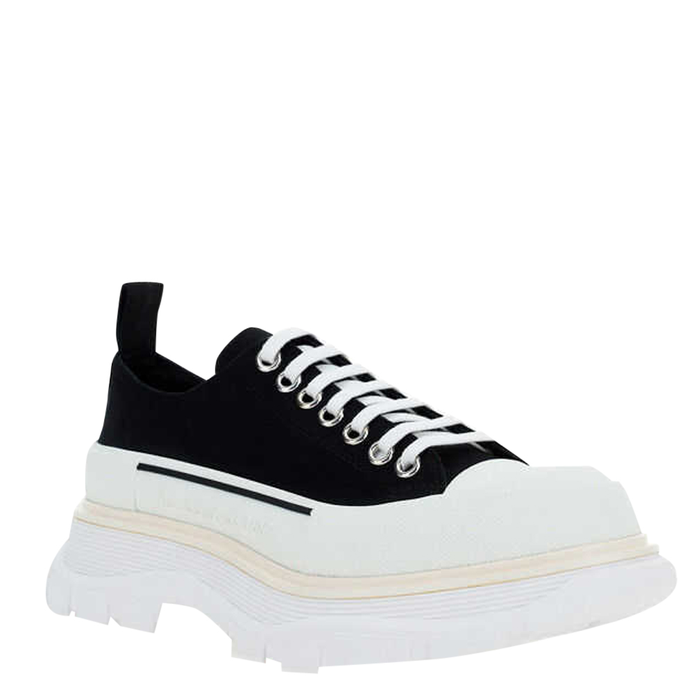 

Alexander McQueen Black/White Tread Slick Lace up Sneakers Size IT