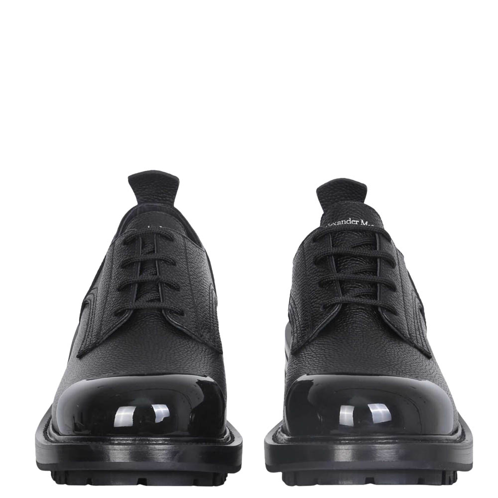 

Alexander McQueen Black Leather Worker Lace-Up Shoes Size IT