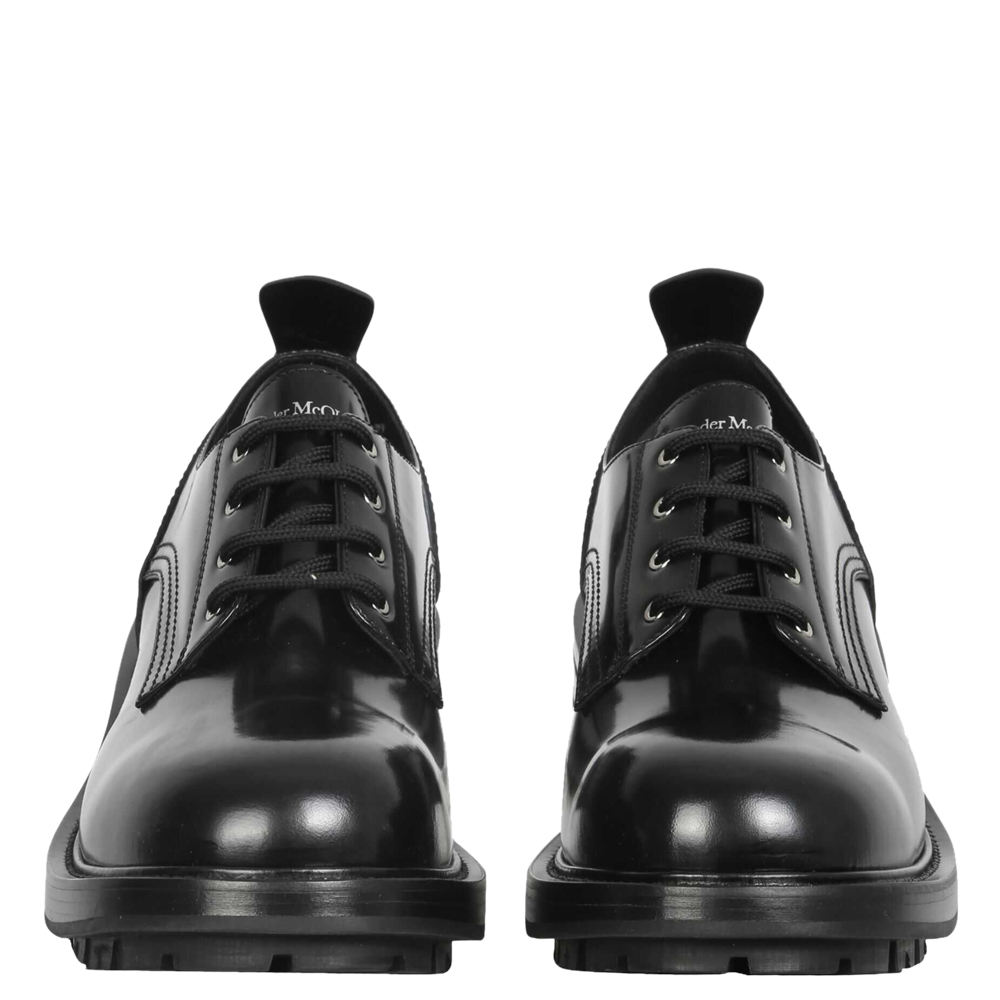 

Alexander McQueen Black Leather Worker Lace-Up Shoes Size IT