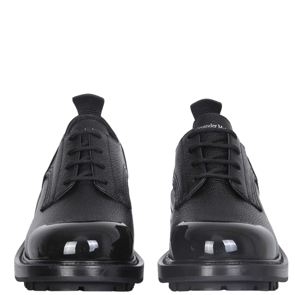 

Alexander McQueen Black Leather Worker Lace-Up Shoes Size IT