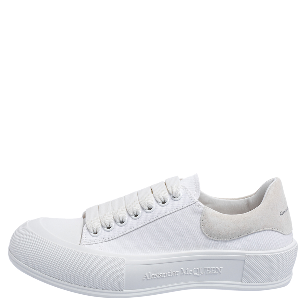 

Alexander McQueen White Canvas Deck Plimsoll Low Top Sneakers Size