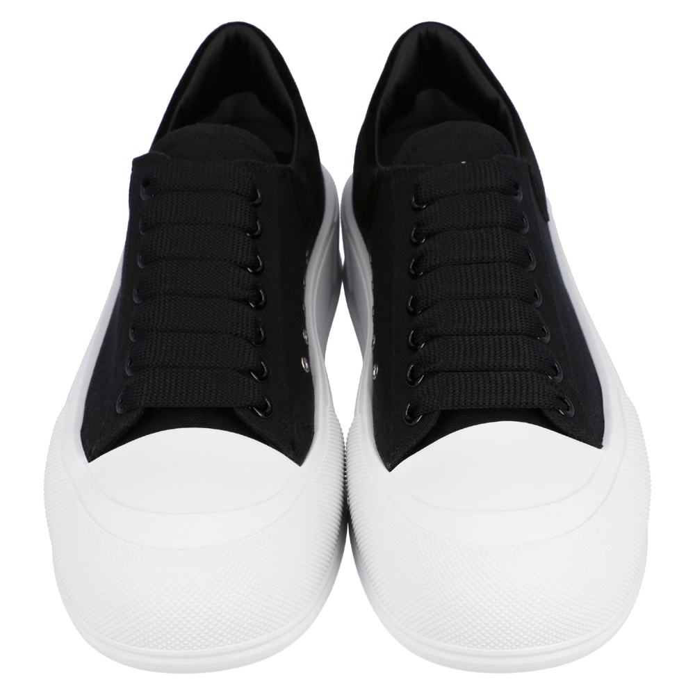 

Alexander Mcqueen Black/white Deck Lace-up Plimsoll Sneaker Size EU