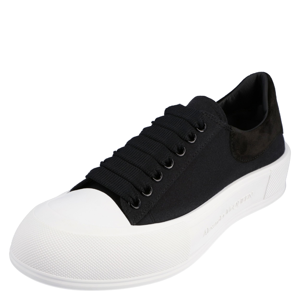 

Alexander Mcqueen Black/White Deck Lace-up Plimsoll Sneaker Size EU