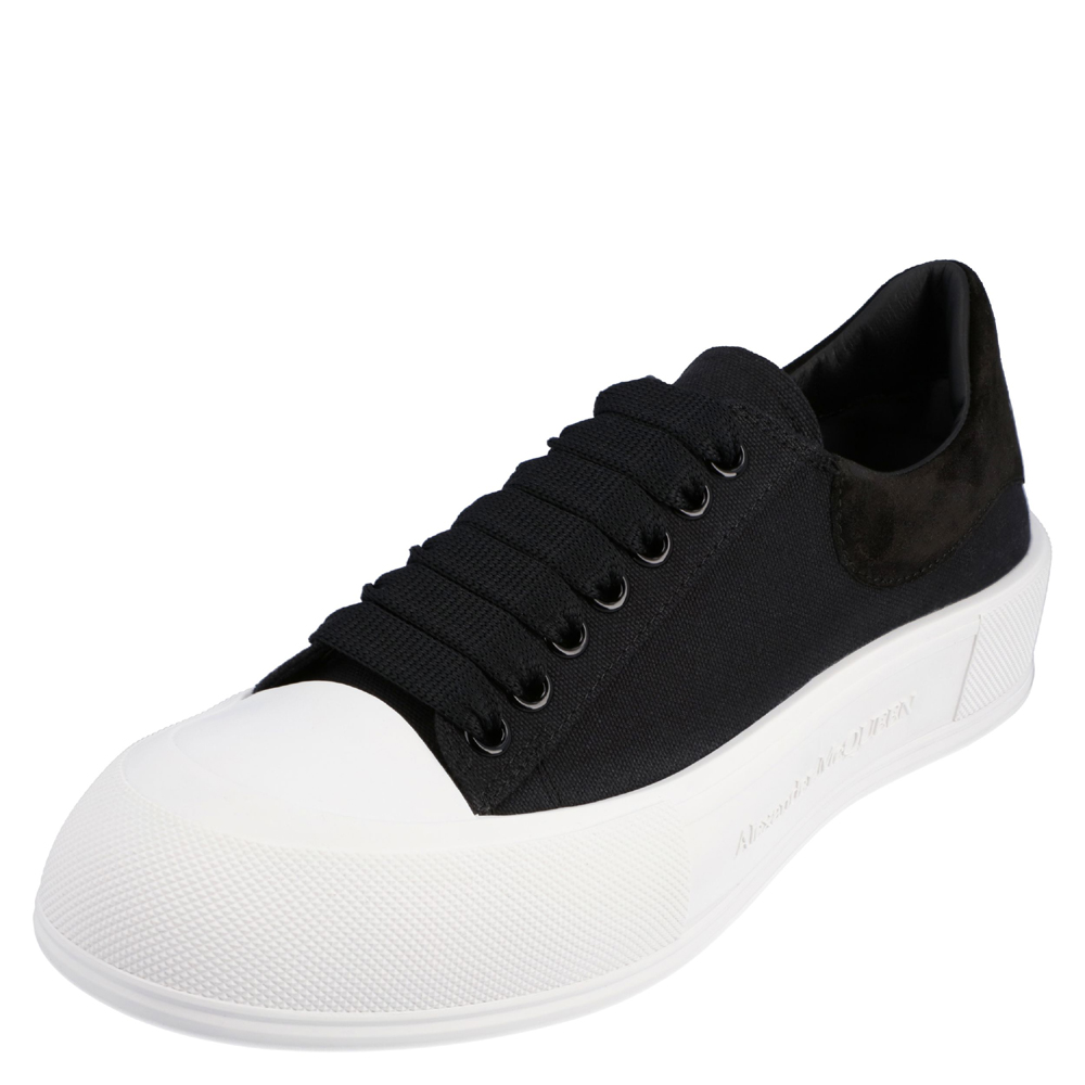 

Alexander Mcqueen Black/white Deck Lace-up Plimsoll Sneaker Size EU