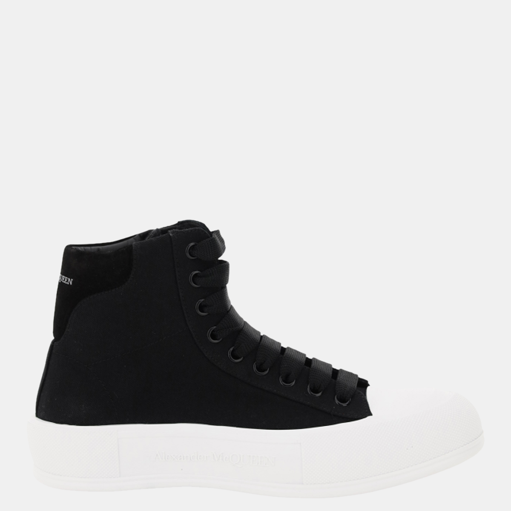 Pre-owned Alexander Mcqueen Black/white Tread Slick Hip Top Sneaker ...