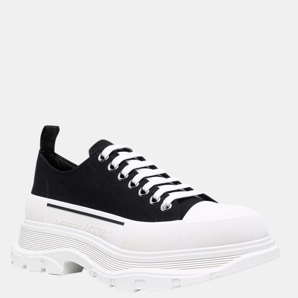 

Alexander McQueen Black/White Tread Slick Lace Up Sneakers Size EU