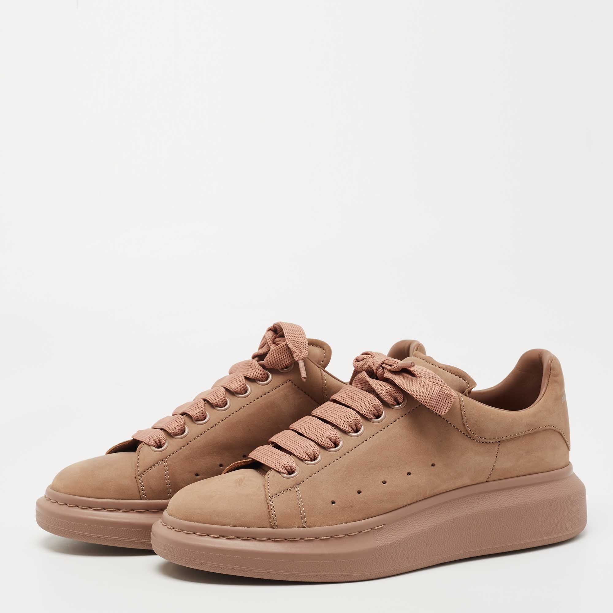 

Alexander McQueen Light Brown Nubuck Leather Oversized Sneakers Size