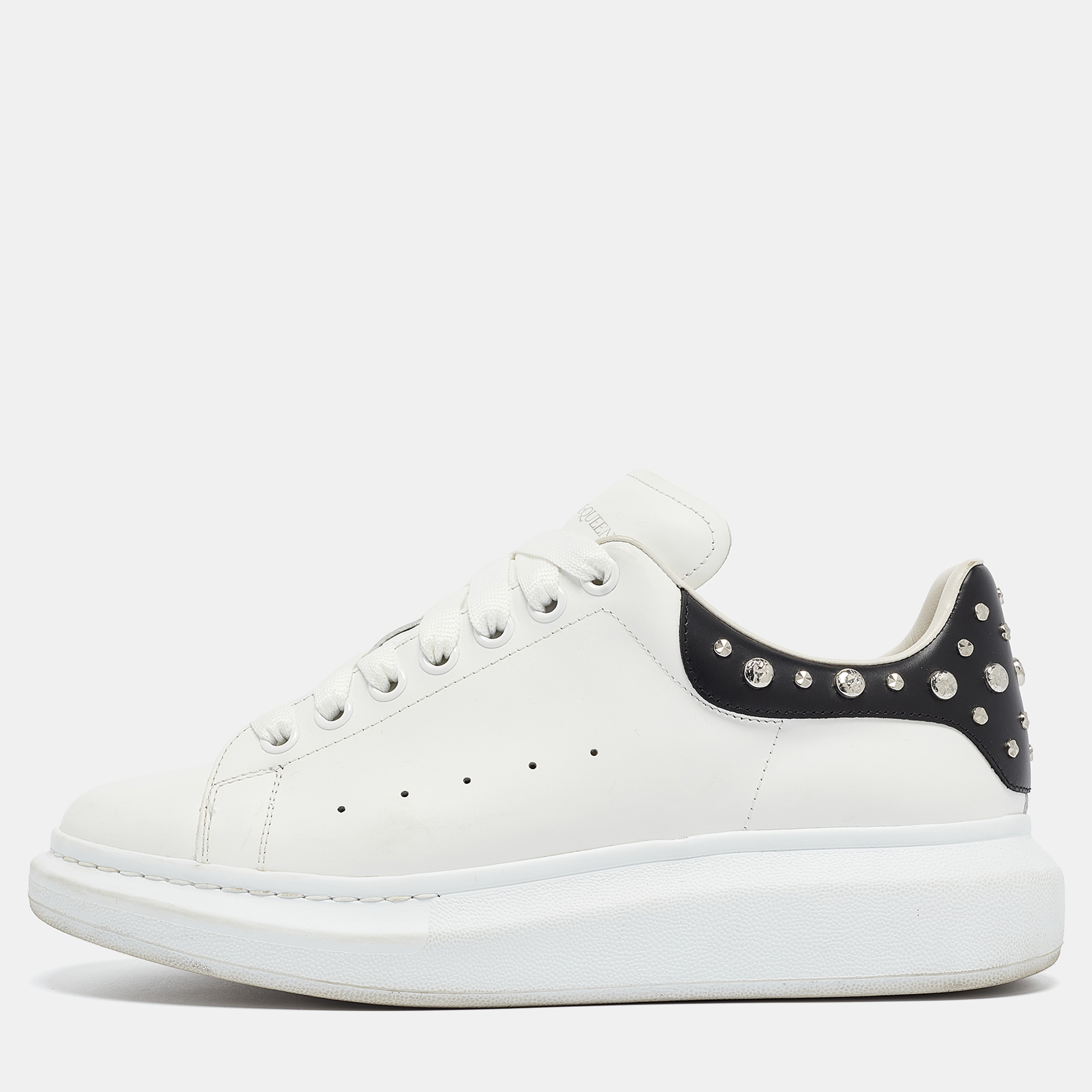 

Alexander McQueen Black/White Leather Oversized Studded Low Top Sneakers Size