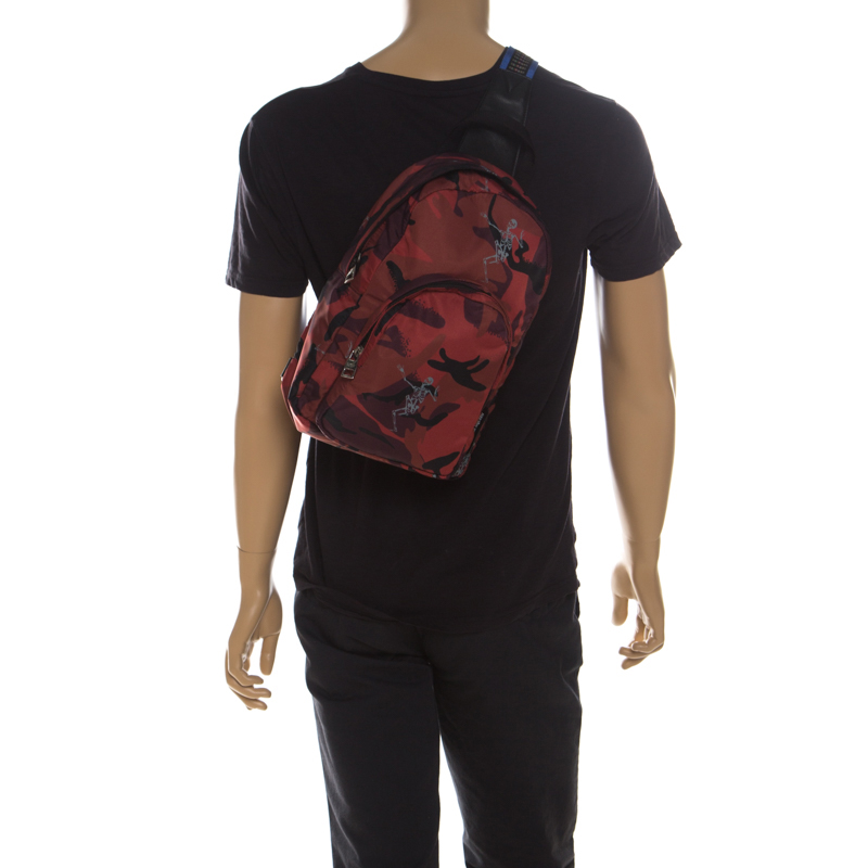 

Alexander McQueen Red Camo Nylon Dancing Skeleton Backpack