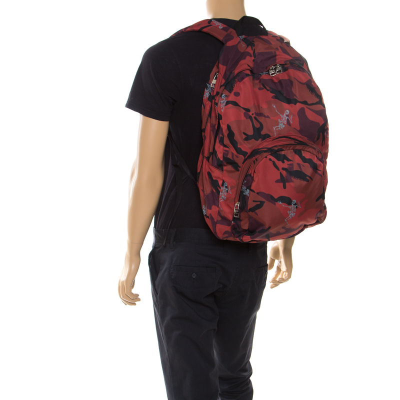 

Alexander McQueen Red Nylon Dancing Skeleton Backpack