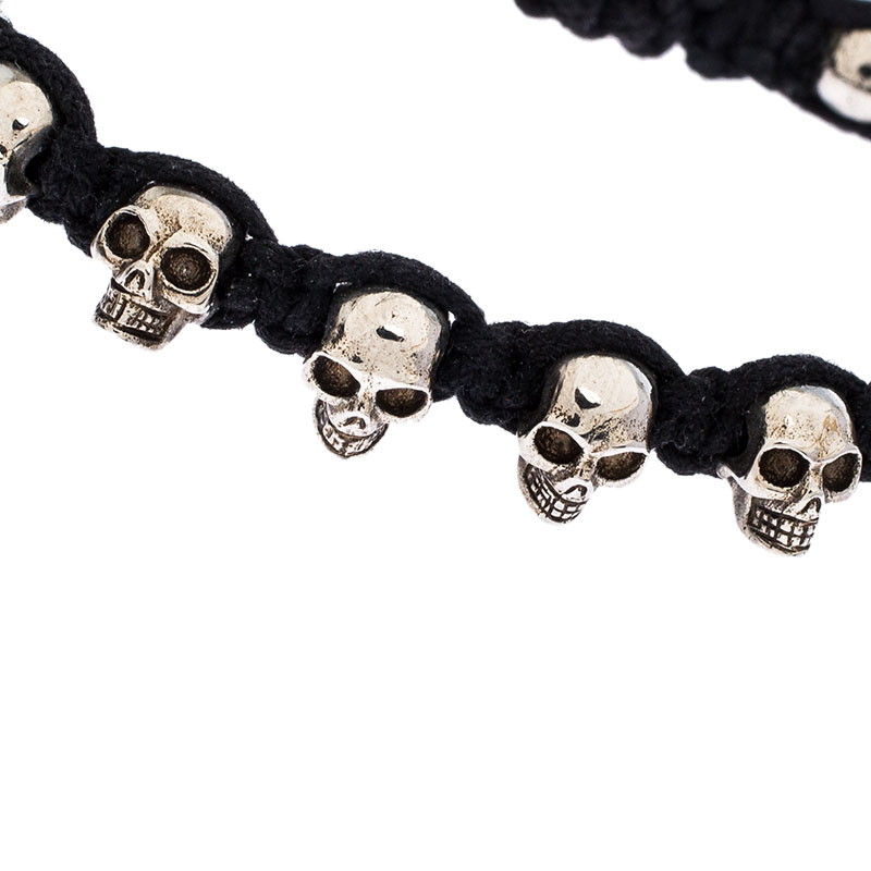 

Alexander McQueen Black Multi Skull Braided Friendship Bracelet