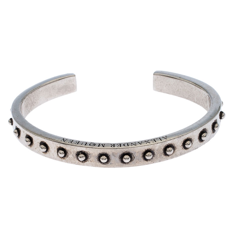 

Alexander McQueen Silver Tone Studded Open Cuff