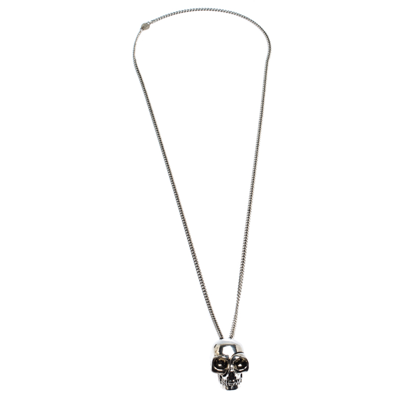 

Alexander McQueen Antique Silver Tone Divided Skull Pendant Necklace