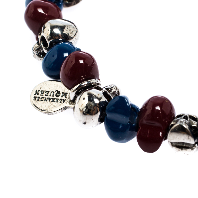 

Alexander McQueen Three Tone Metal Beaded Skull Bracelet, Multicolor