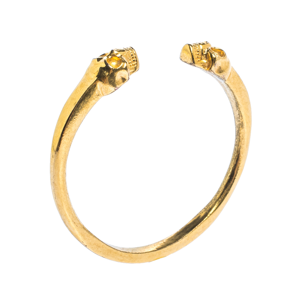 

Alexander McQueen Skull Motif Gold Tone Open Cuff Bracelet