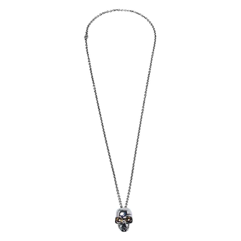 

Alexander McQueen Silver Tone Divided Skull Necklace