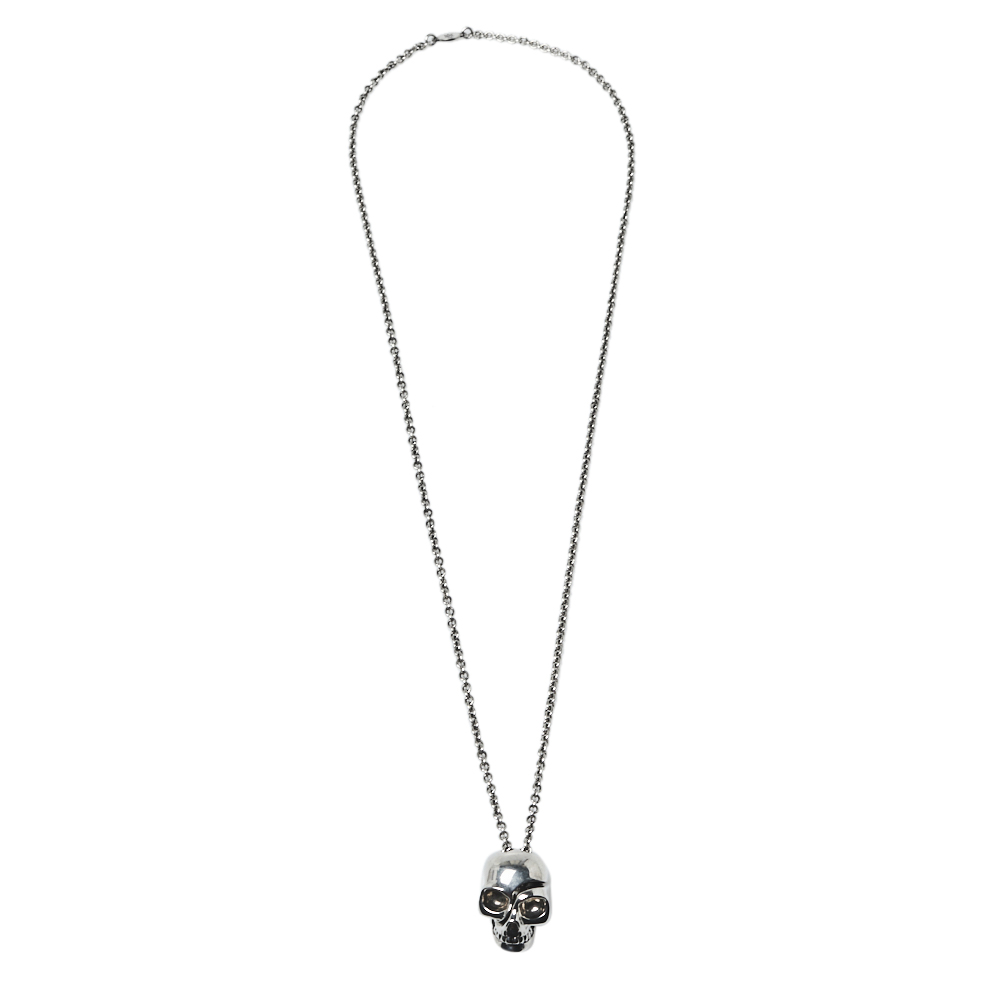 

Alexander McQueen Divided Skull Silver Tone Long Chain Necklace