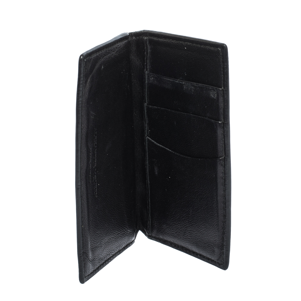 

Alexander McQueen Black Leather Rib Cage Bifold Card Holder