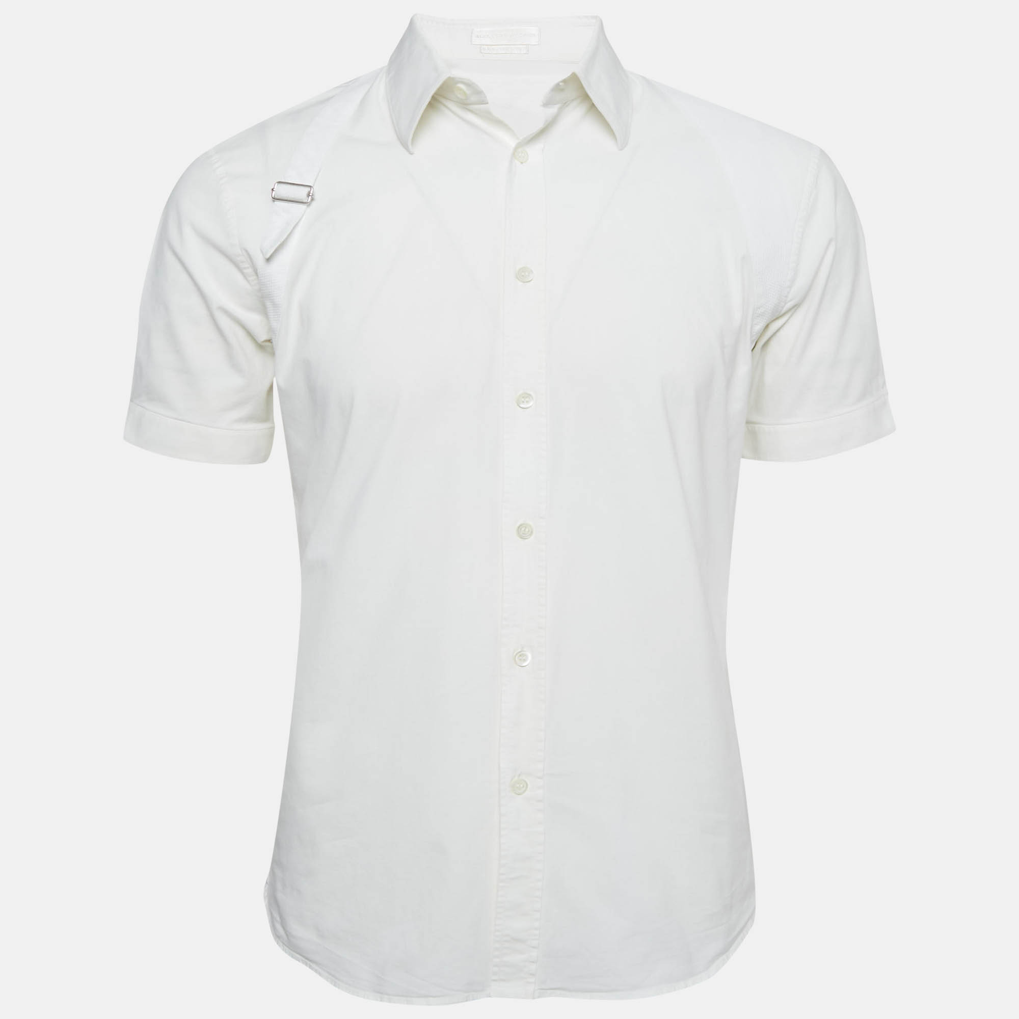 

Alexander McQueen White Cotton Harness Short Sleeve Shirt M