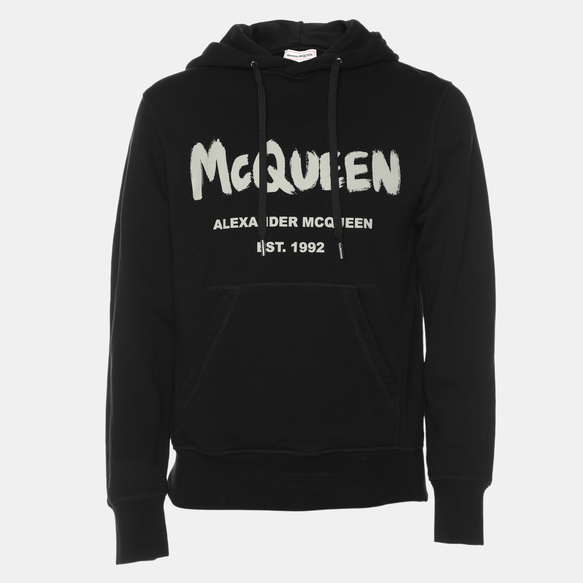 

Alexander McQueen Black Jersey Logo Print Hoodie Sweatshirt S