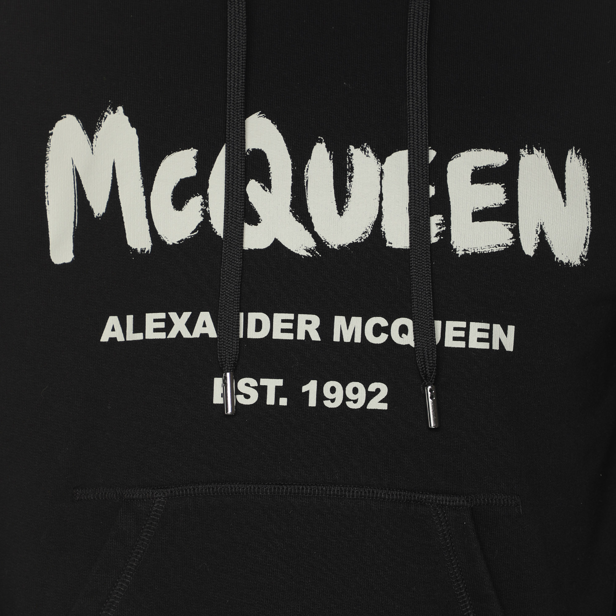 Alexander McQueen Black Jersey Logo Print Hoodie Sweatshirt S 