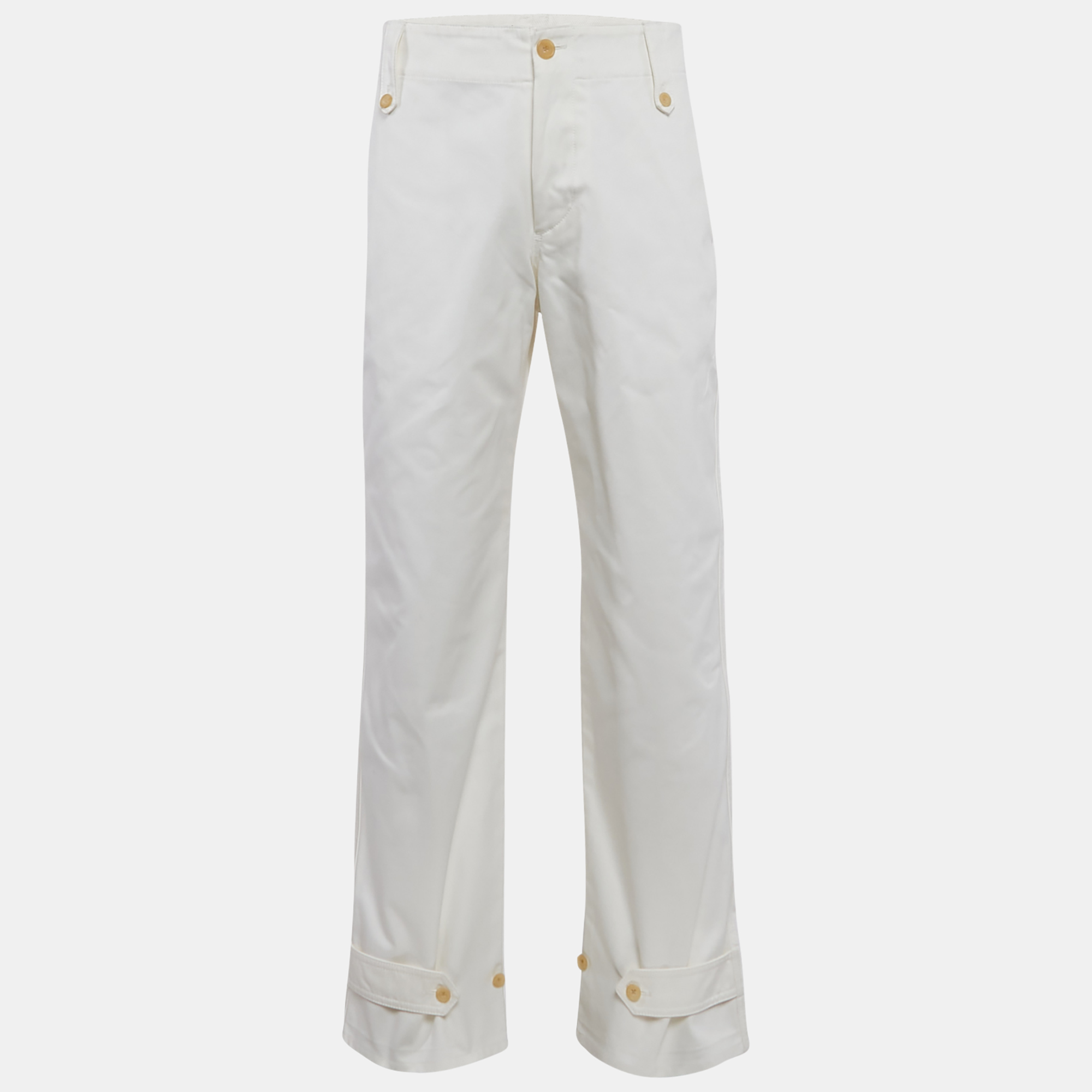 

Alexander McQueen White Cotton Gabardine Wide-Leg Pants L