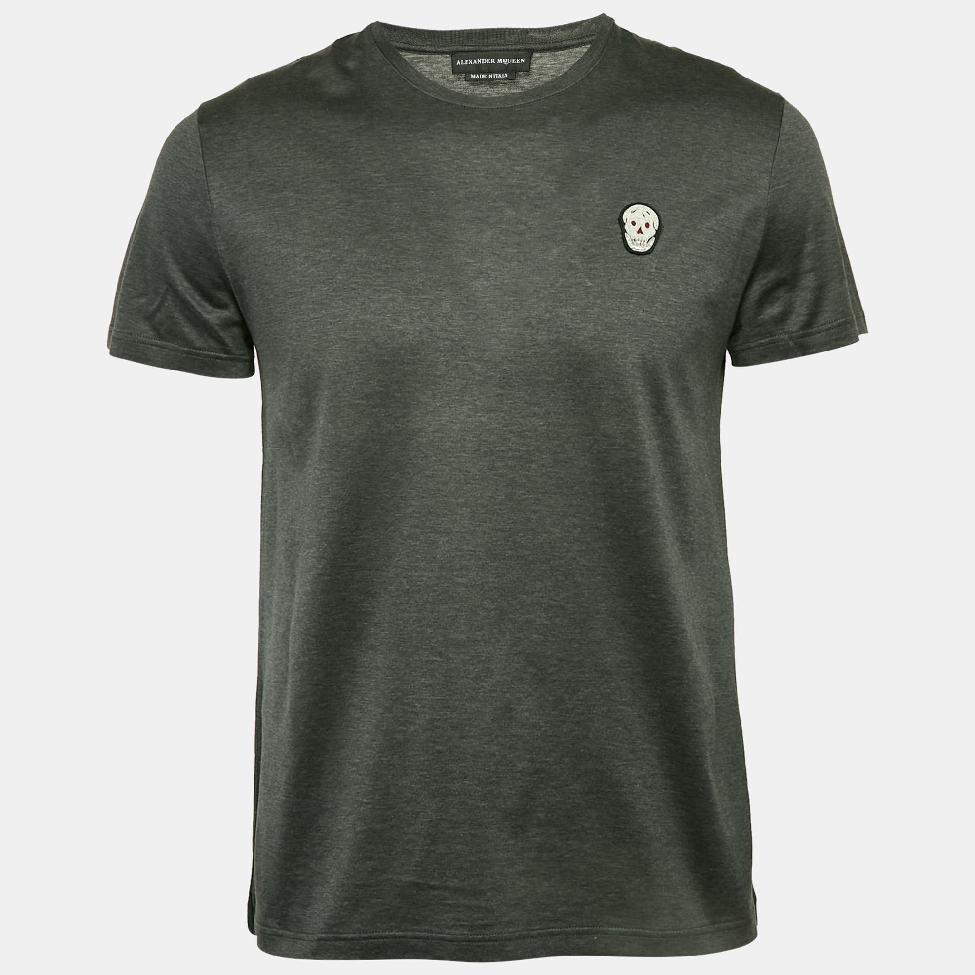 

Alexander McQueen Grey Skull Applique Jersey T-Shirt M
