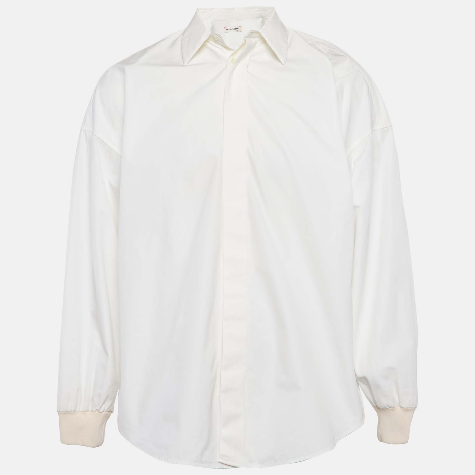 

Alexander McQueen White Poplin Ribbed Cuff Oversized Shirt M