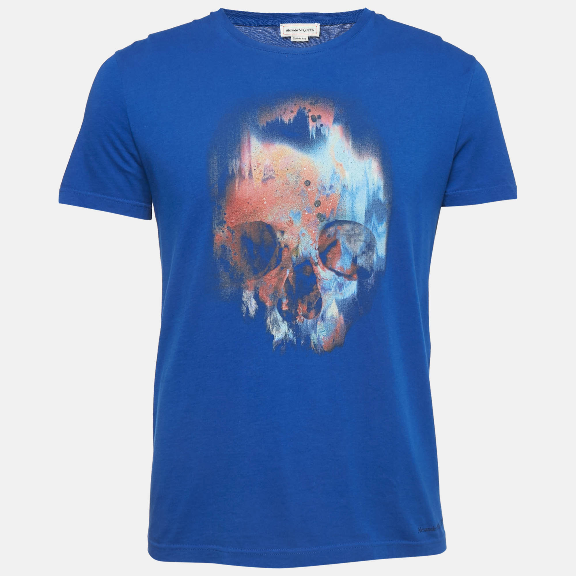 

Alexander McQueen Blue Skull Print Cotton Crew Neck T-Shirt M