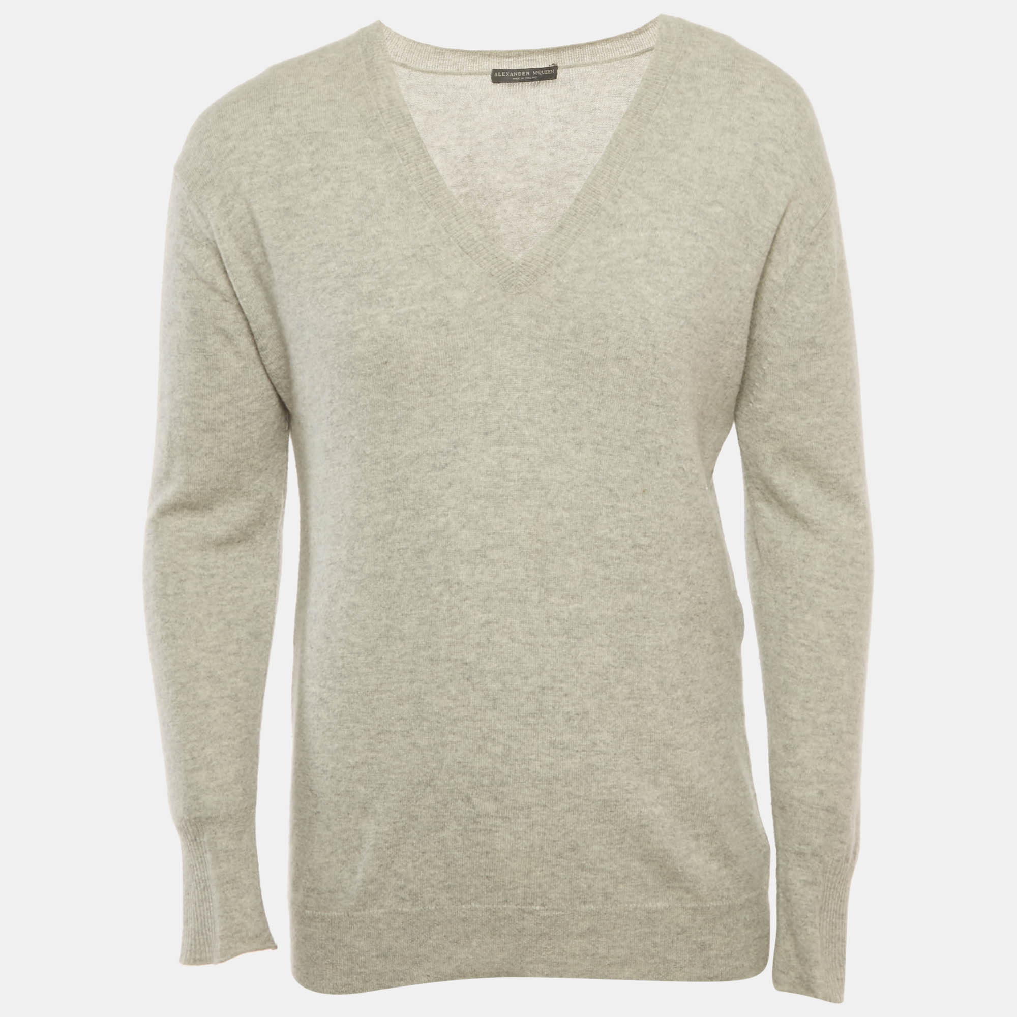 

Alexander McQueen Grey Knit V-Neck Sweater L