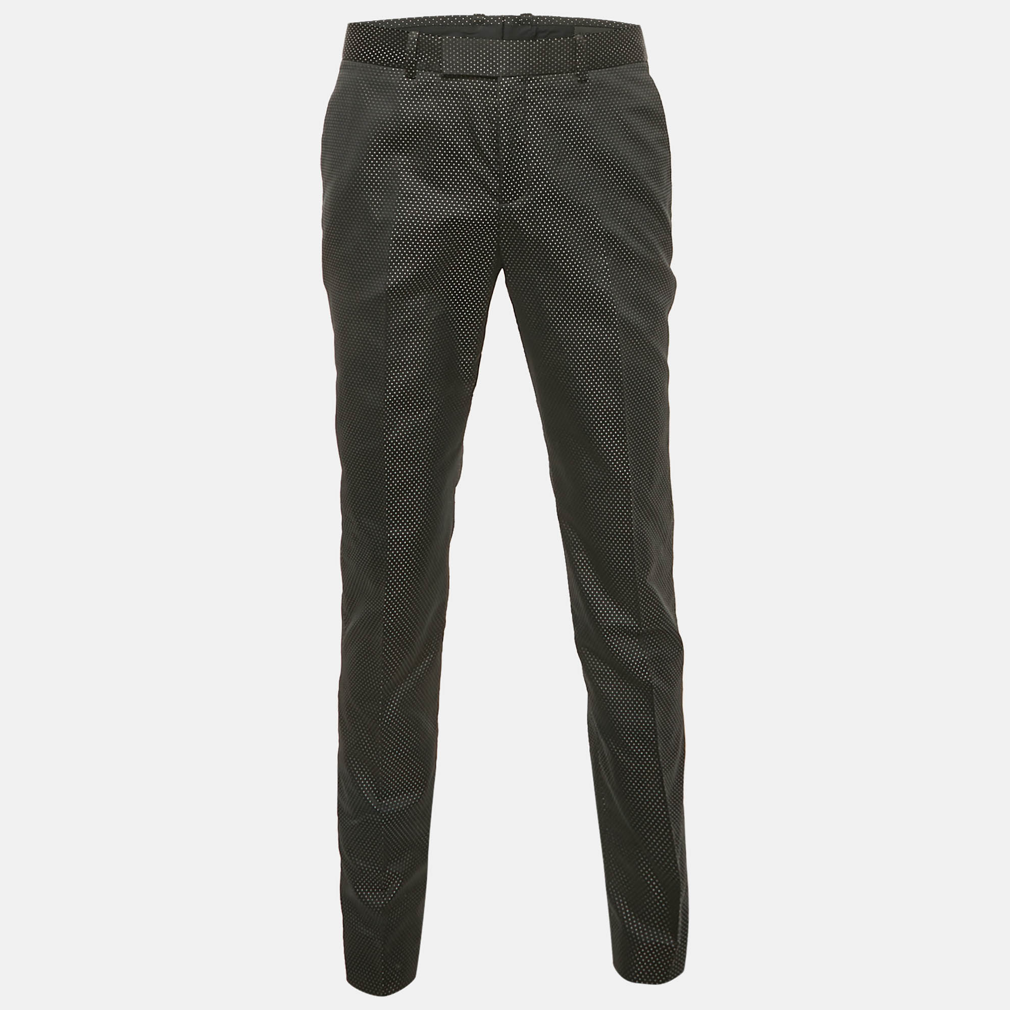 

Alexander McQueen Black Patterned Satin Trousers L