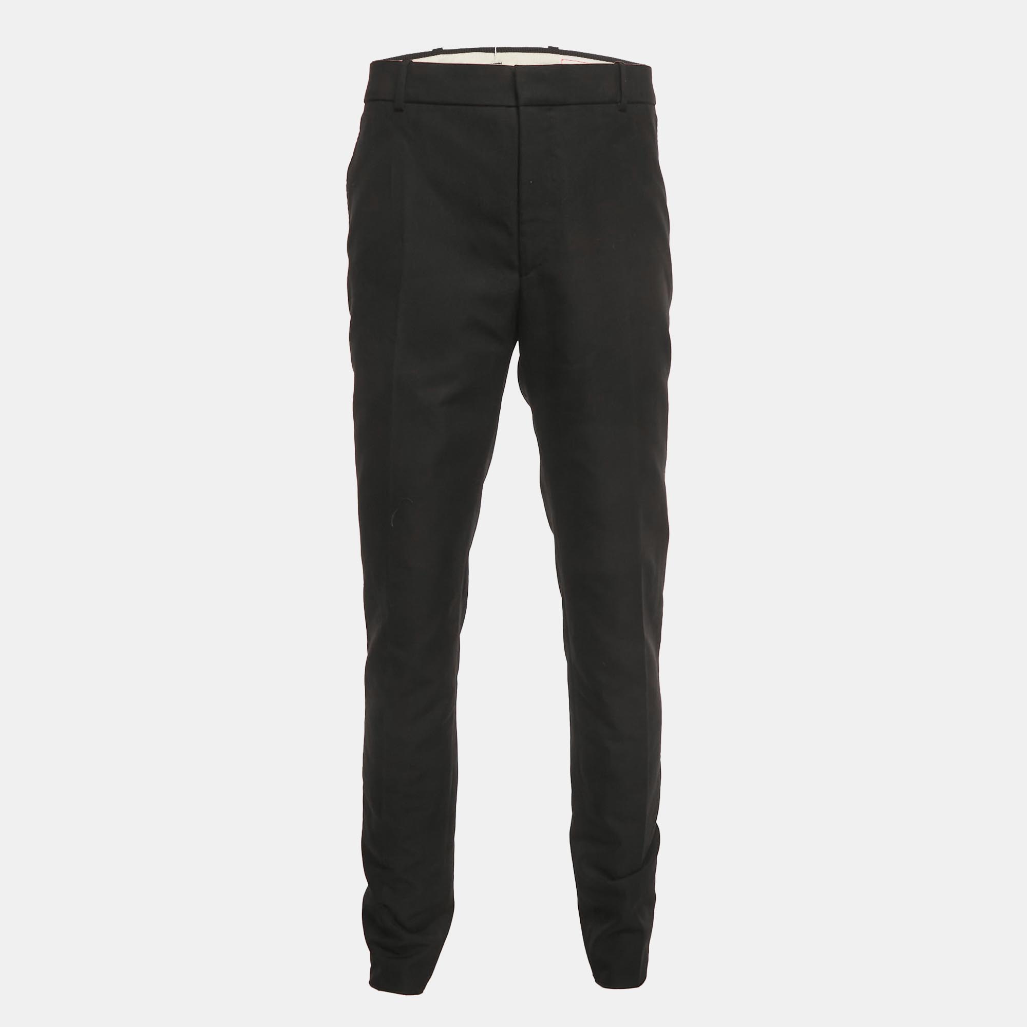 

Alexander McQueen Black Logo Embroidered Cotton Trousers XL