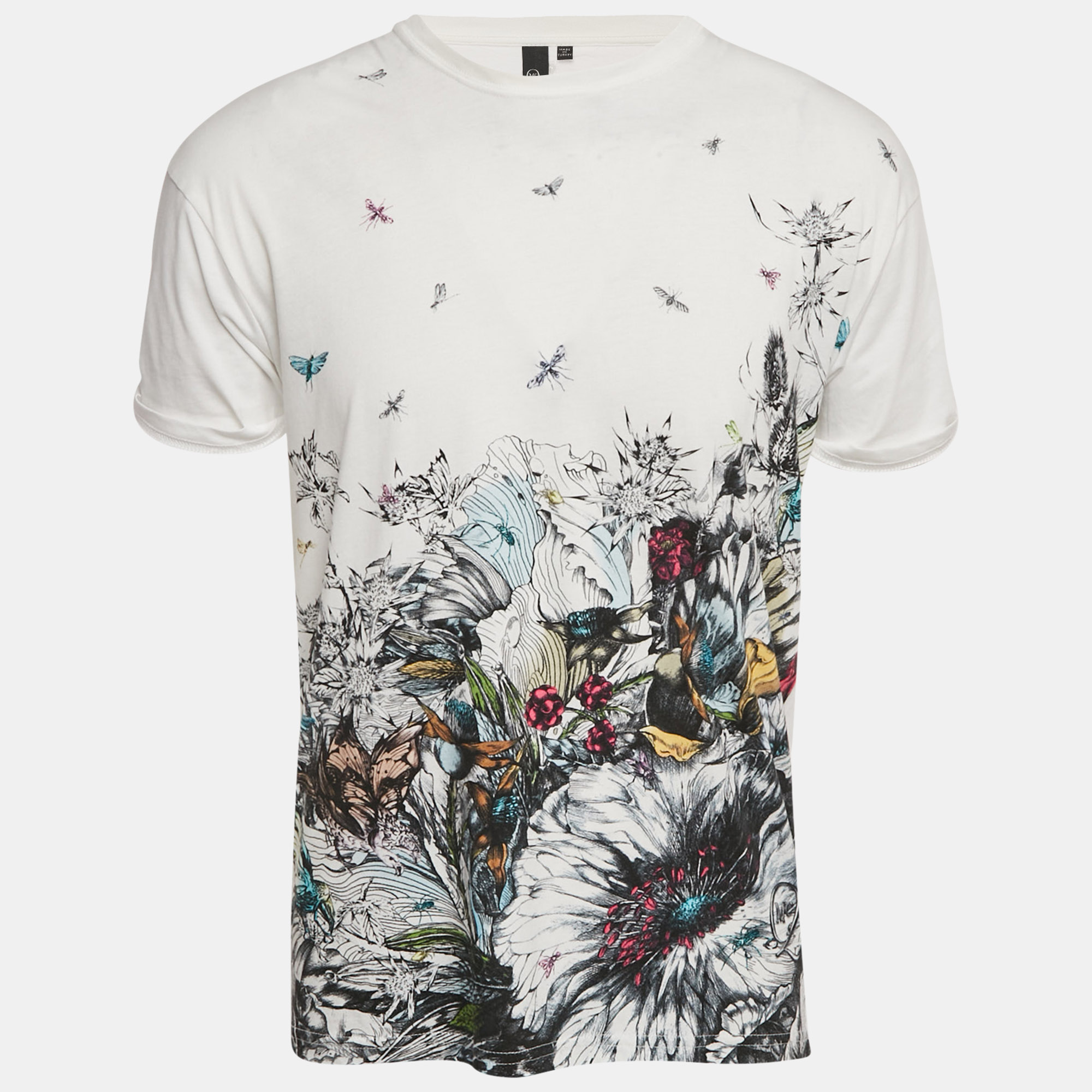 Pre-owned Alexander Mcqueen White Floral Print Jersey T-shirt Xs