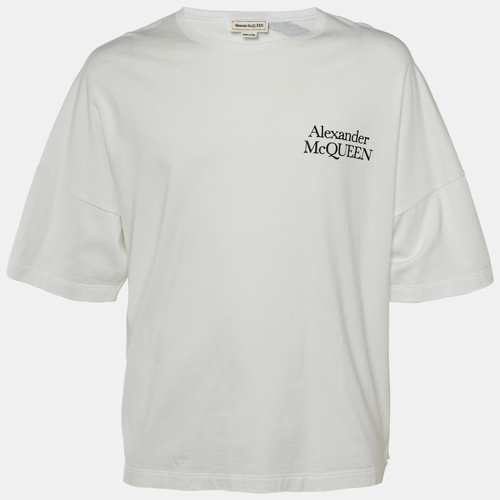 

Alexander McQueen White Logo Print Cotton Oversized T-Shirt M